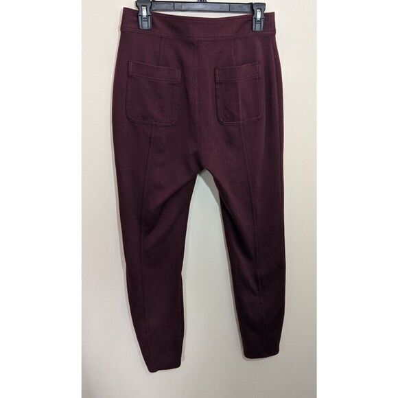 Maeve by Anthropologie Seamed Flare High Rise Cropped Burgundy Pants US 6 - Picture 3 of 10